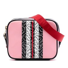 Burberry TB Monogram Nylon Stripe Kids Camera Bag Pre-Loved Pink