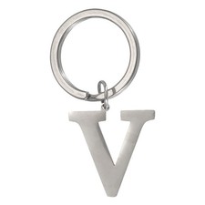 Initial Letter Keychain, Men Women A-Z Key Ring, Silver Letter V 