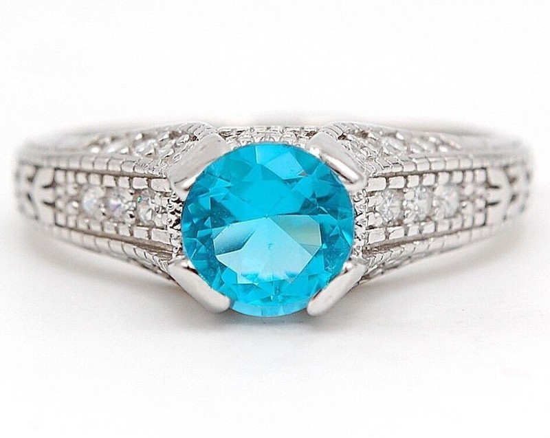 2CT  Aquamarine 925 Sterling Silver Ring Sz 8 U1-1