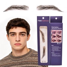 Human Hair False Eyebrows for Men Handmade Lace Base Eyebrows Natural Makeup US
