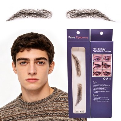 Human Hair False Eyebrows for Men Handmade Lace Base Eyebrows Natural Makeup US