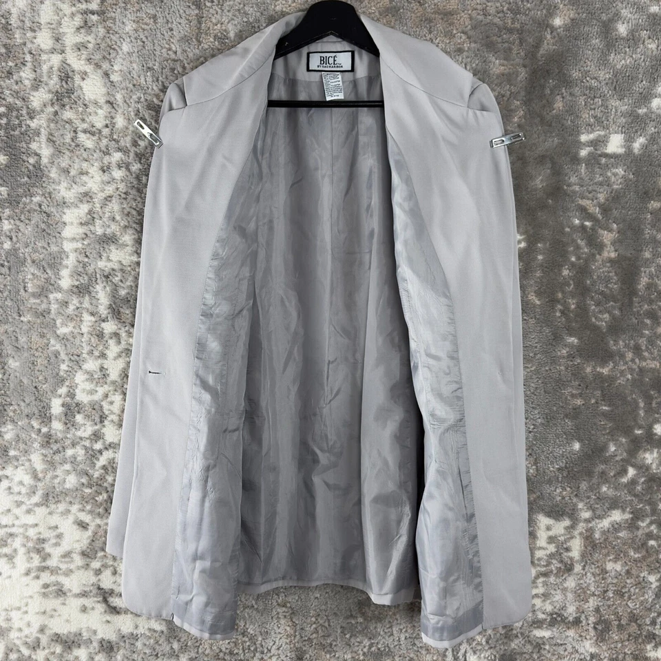 Chaqueta Blazer Bice by Sag Harbor Talla 12 Muescas Botón Único Gris Manga Larga Foto 3 de 4