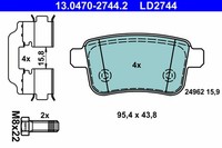 Bremsbelagsatz FÜR Renault Kangoo Express (FW0/1 ) - ATE 13.0470-2744.2