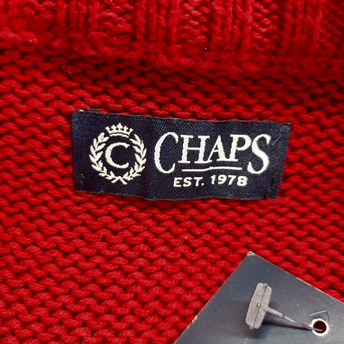 Chaps Men's Size M Red 1/4 Zip Tight Knit Sweater Winter Snowflake NWT - Picture 4 of 8