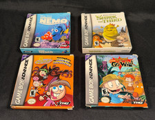 Lot 4 Game Boy Advance (GBA) games: Nemo, Rugrats, Oddparents, Shrek CIB TESTED!