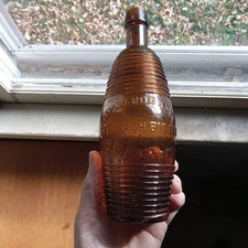 DR.C.W.ROBACK'S STOMACH BITTERS CINCINNATI 1860s BARREL FIGURAL BOTTLE DAMAGED