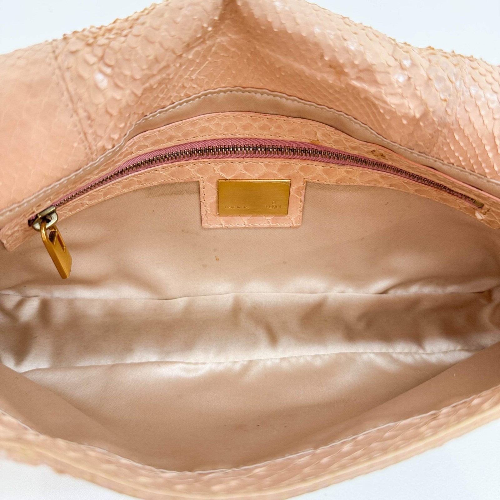 FENDI Baguette Light Pink Python Embossed Leather… - image 14
