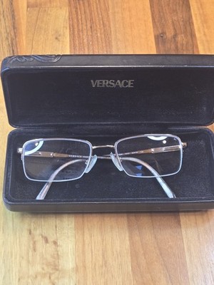  Vintage Versace Greek Key Silver & Bronze Half-Rim Glasses Frame Mod. 1066