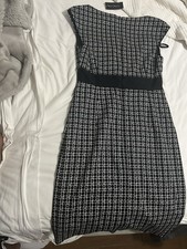 White House Black Market Black White Geometric Sheath Dress Size 4 Sleeveless