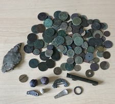 Job Lot Of Metal Detector Finds Coins Meteorites Iron Celtic Ring Money And More