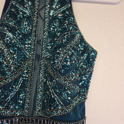 Envious Couture Prom Dress 14 Sequin Beaded Lace Up Whimigoth Maxi Gown READ - Picture 7 of 22