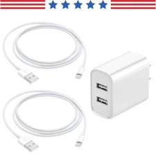 5V 2A Dual USB Port Wall Charger AC to DC Power Adapter For iPhone 14 13 12 11 X