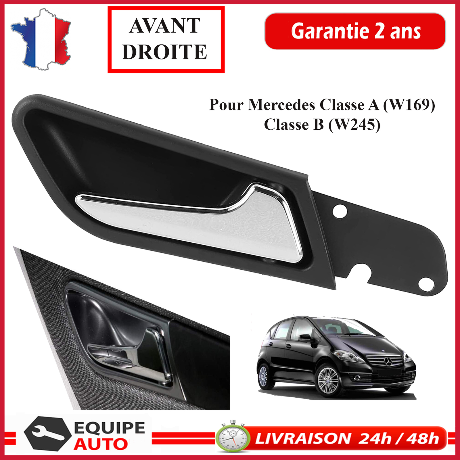 Poignée intérieure Classe A W169 droite pour réparer l'ouverture côté passager