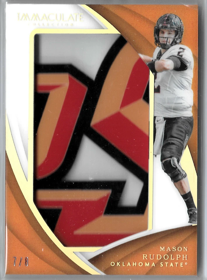 (4 cards) 2018 Mason Rudolph Immaculate Rookie Oklahoma St Helmet Logo set RC - Image 4 of 4