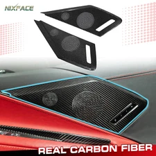  REAL HARD Carbon Fiber Black Door Sound Speaker Cover For Corvette C8 2020-2025