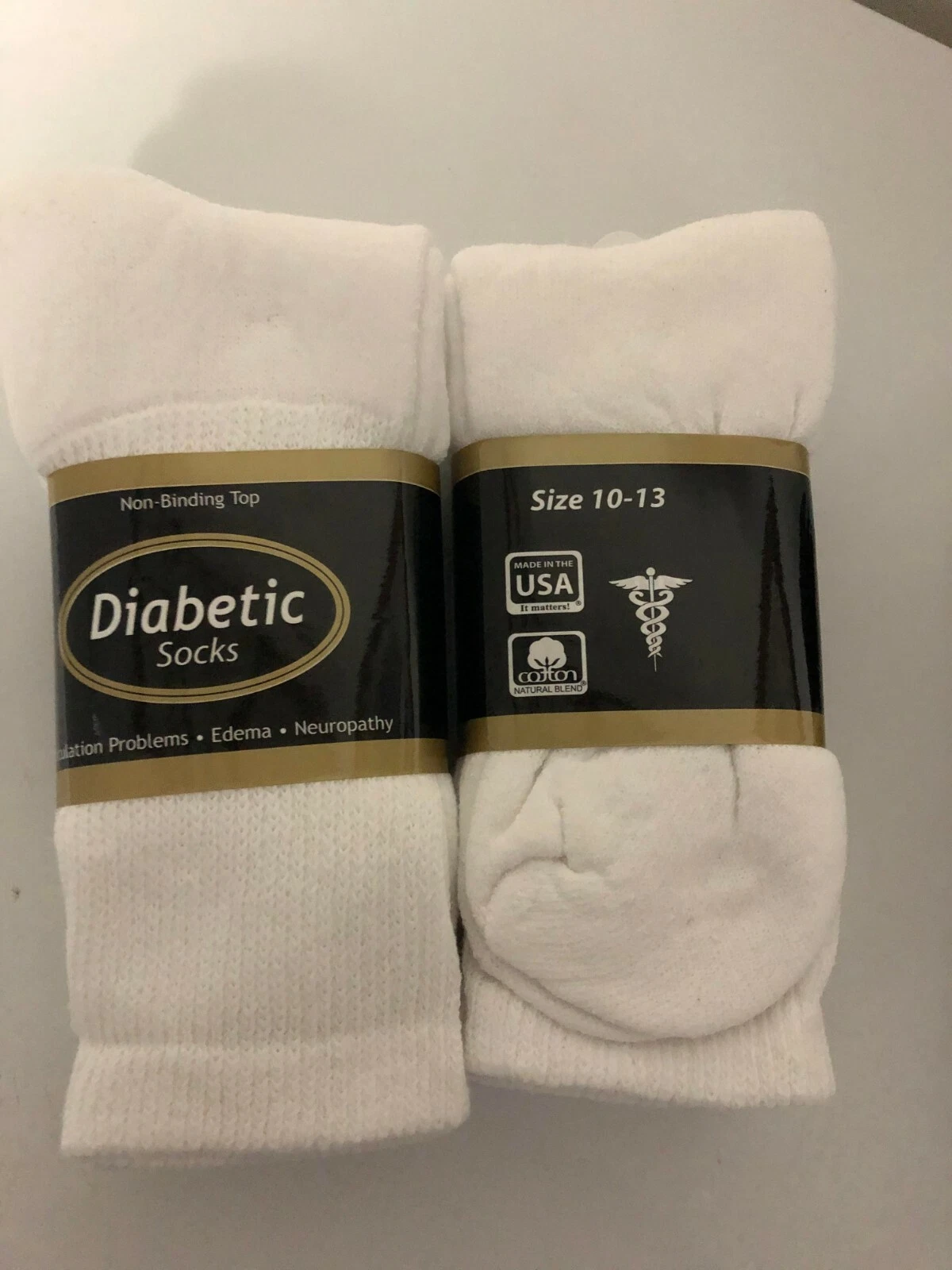 *** 12 Pair Diabetic White Crew Socks 10-13 LQQK***