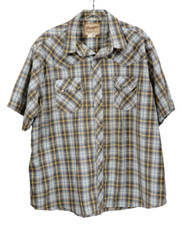 Vintage Wrangler Pearl Snap Plaid Shirt Cowboy Short Sleeve Mens 2XL XXL