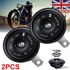 2PCS Black Universal Loud Motorcycle Motorbike Bike 12v Chrome Horn 110db 5A