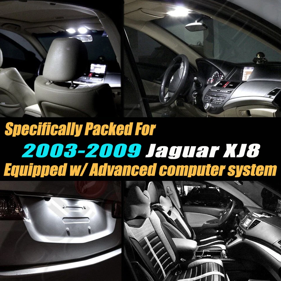 Kit de bombillas LED blancas interiores de coche sin errores de 10 piezas para Jaguar XJ8 2003-2009 Foto 2 de 4