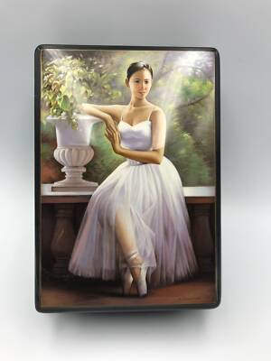 New Luxury Lacquer Box  ''Ballet'' , Hand Painted, Papier Mache, Jewelry Box,