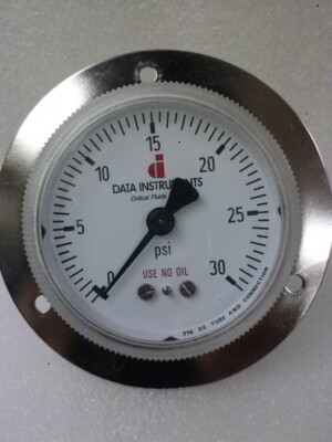 Data Instruments PG1FVM0030 Pressure Gauge 0-30psi Back Mount 1/4'' MVCR, NWOB