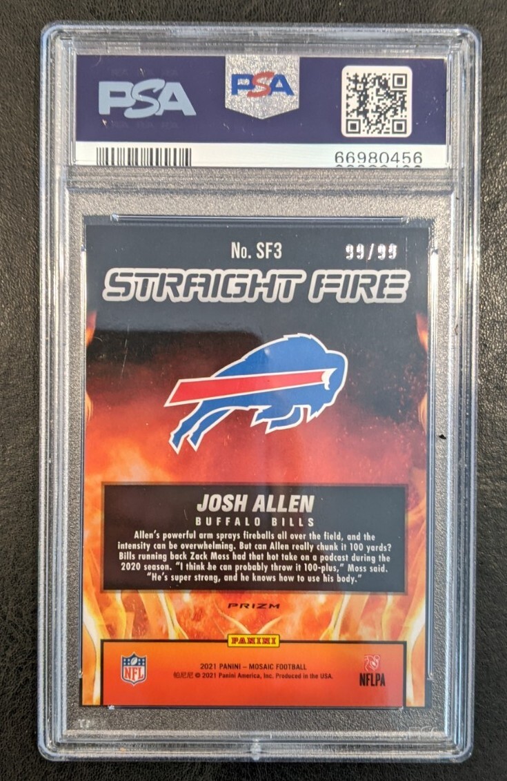 り ページ すと10 一面 2021 Panini Mosaic Josh Allen Straight Fire Blue Prizm /99