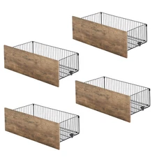 4 x Drawer Under Bed Storage for Full Queen Size Bed Frame Drawers Wooden Brown