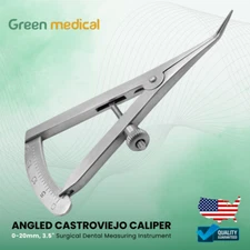 Castroviejo Caliper Angled 0-20mm, 3.5" Surgical Dental Measuring Instrument