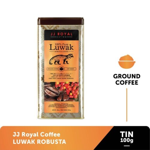 Luwak Coffee 100% Pure Luwak Ground - JJ Royal Luwak Coffee Tin 100g - Picture 1 of 3