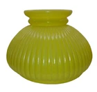 Vintage Parlor Oil Electric Lamp Shade Ribbed Yellow Milk Glass 5.5"T  7" Fitter