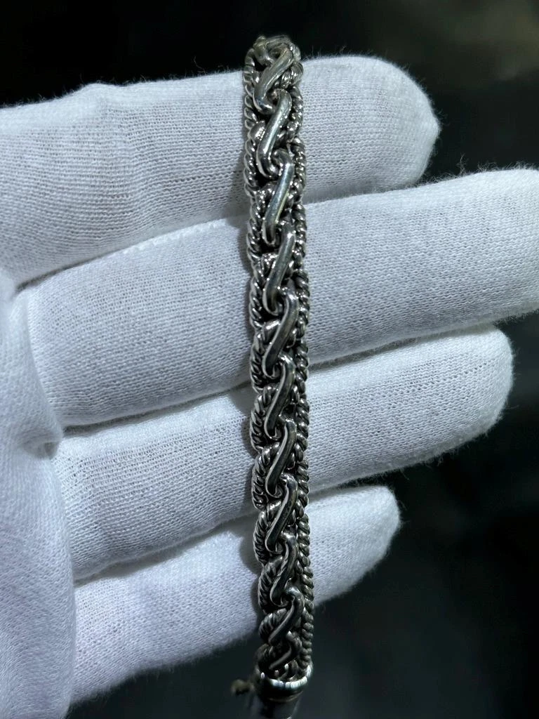 Sterling Silver Hand Made Unique Byzantine Design Link Bracelet Double Lock 8