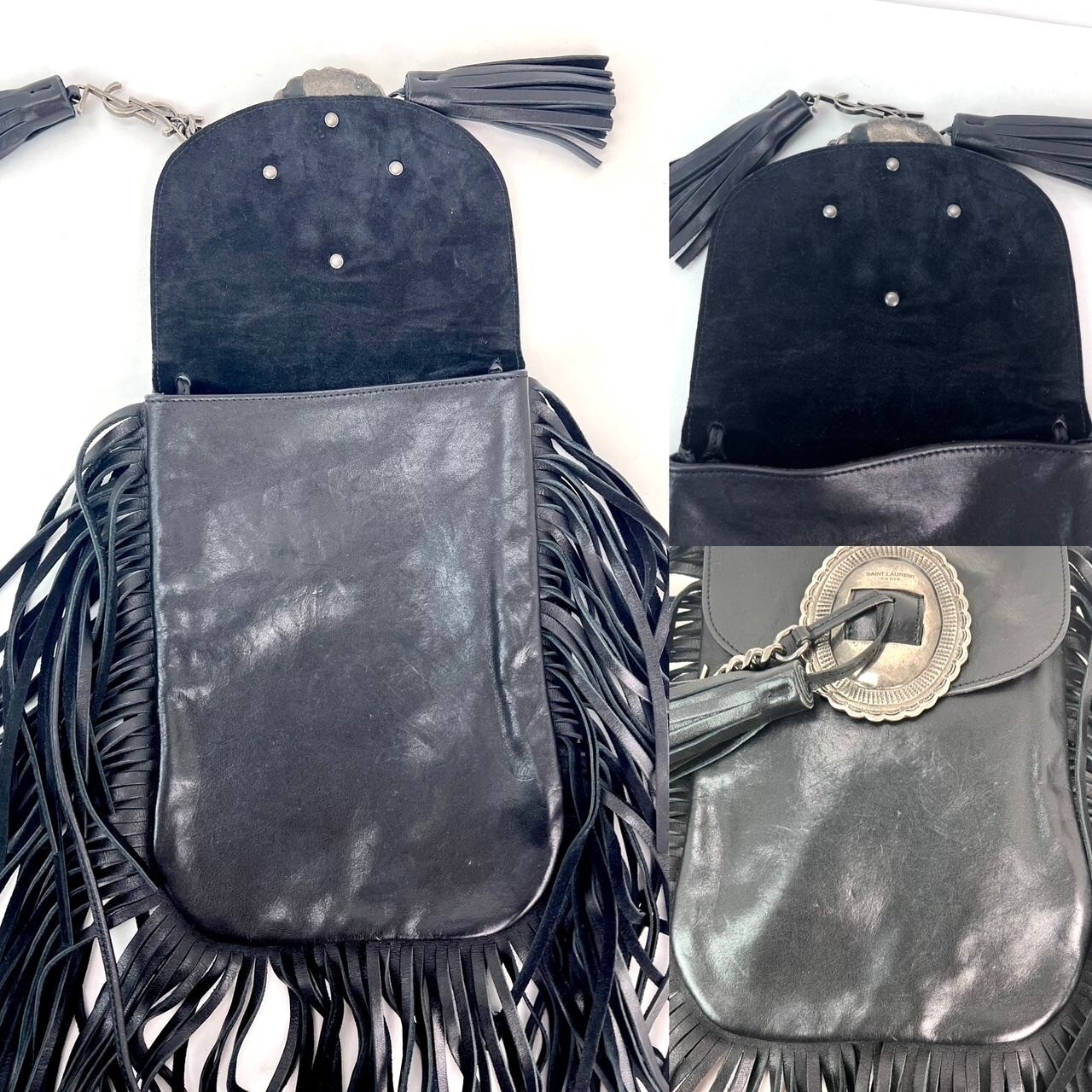 Borsa a tracolla Saint Laurent pelle di agnello Anita nappa nera EBAY LIVE