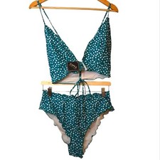 Zaful Tiny Floral Print Bikini Swimwear Lace Up w/ruffled design NWT Size: L/8