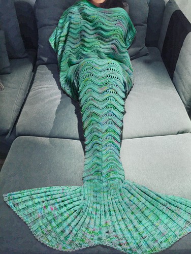Mermaid Tail Sofa Blanket Super Soft Warm Hand Crocheted Knitting Kids Adult New - Bild 2 von 11