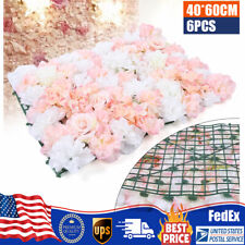 6 Pcs Artificial Silk Flower Wall Panel Floral Backdrop Party Wedding Decoration