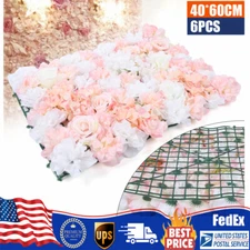 6 Pcs Artificial Silk Flower Wall Panel Floral Backdrop Party Wedding Decoration