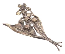 925 Sterling Silver Vintage Brooch Pin Antique Large Carved Bouquet  BP10830