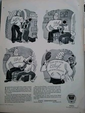 1944 WWII Ethyl  Gas has gone overseas Tattoo artist vintage ad
