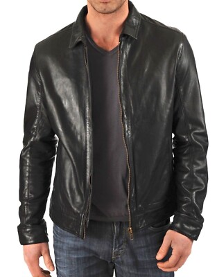 Men's Pure Leather Jacket Real Soft Lambskin Napa Leather Classic Biker Coat