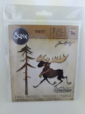 TH3 Sizzix Tim Holtz Thinlits Dies Christmas Merry Moose New 663103