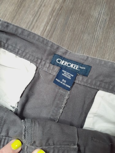 NWT Cherokee Mens 30 Grey Flat Front Stretch Waist Cargo Shorts - Picture 3 of 6