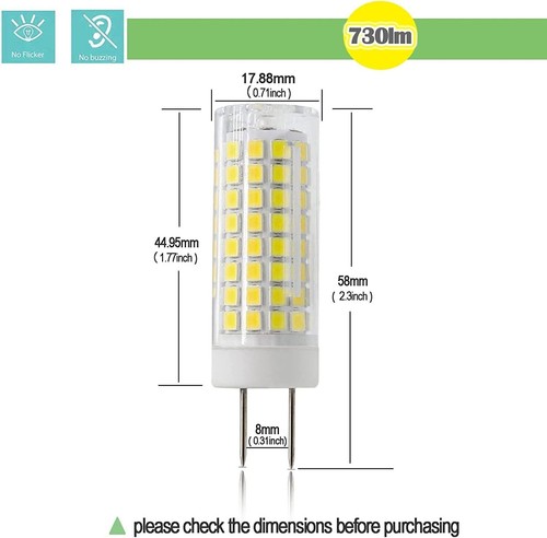 G8 Led Bulb Dimmable 7W Equivalent 75W Halogen Bulb 120V For Under Cabinet Light - Picture 3 of 9