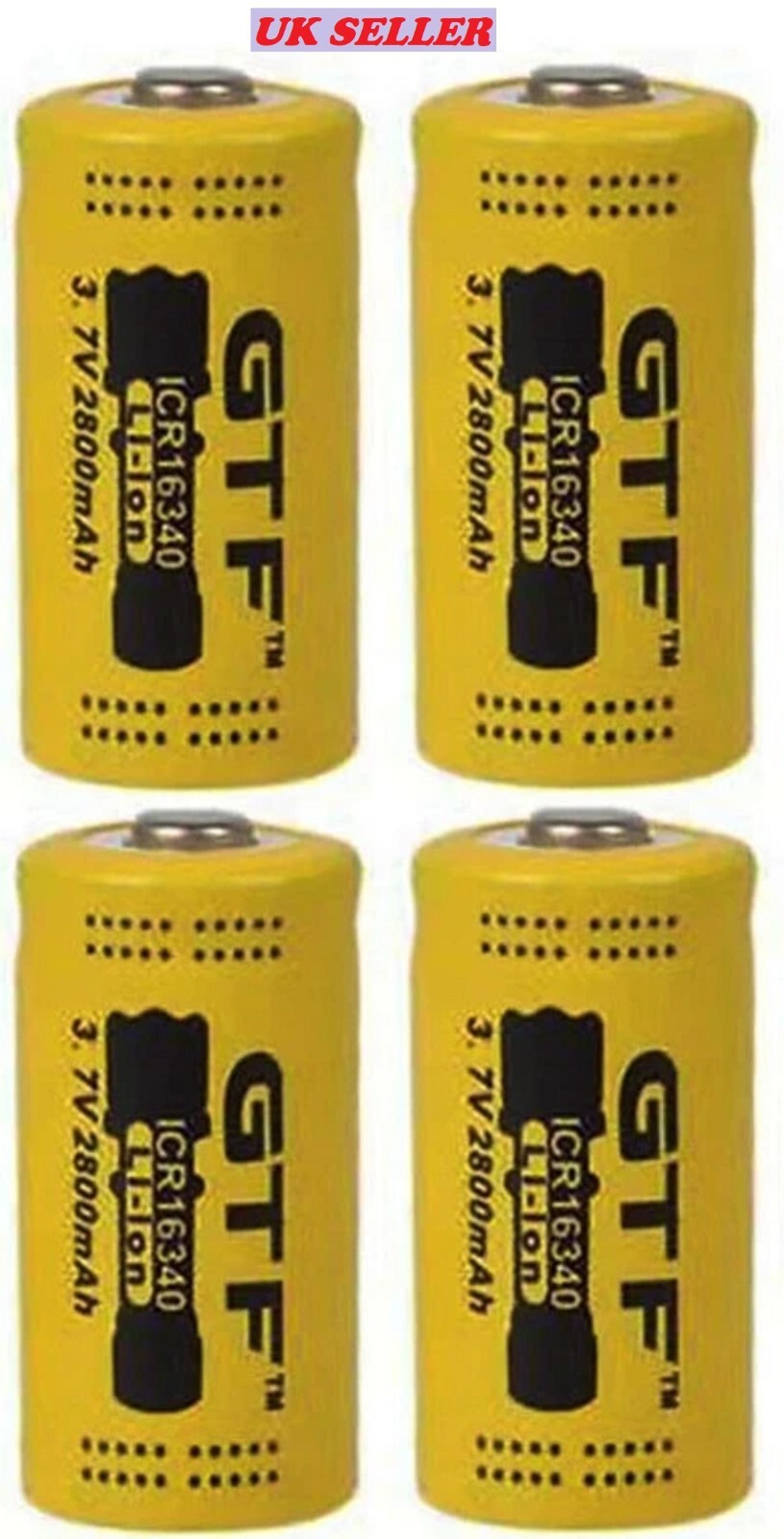 2800 MAH, rechargeable battery CR123A RCR 123 ICR 16340. 3.7 V, liion