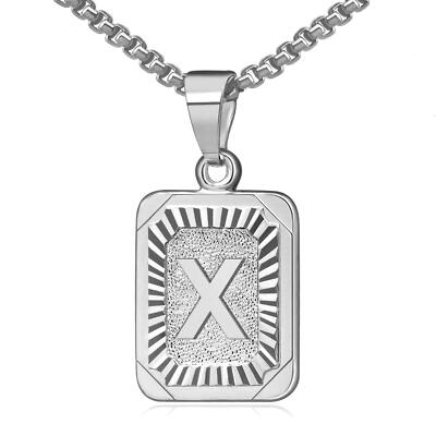 Initial Pendant Necklace 26 Capital Letter Stainless Steel Silver