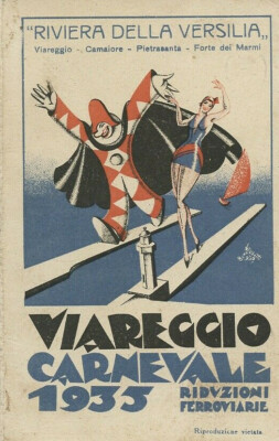 FUTURISM UBERTO BONETTI VIAREGGIO CARNIVAL 1935 POSTCARD AS PICTURED