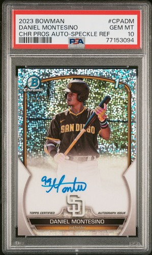 PSA 10 DANIEL MONTESINO AUTO 2023 Bowman Chrome SPECKLE REFRACTOR/299 GEM MINT - Picture 2 of 3