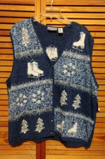 North Crest Women's 3x 22w/24w Vintage Skate & Snowflake Button Down Vest