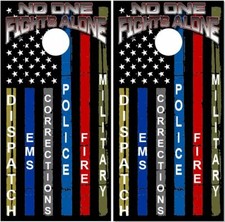 First Responders Stripe Flag LAMINATED Cornhole Wrap Bag Toss Skin Decal Sticker