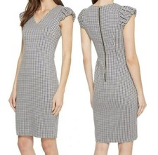 Calvin Klein Gingham Fitted Stretch Sheath Dress Workwear Event Size 10AU BNWT