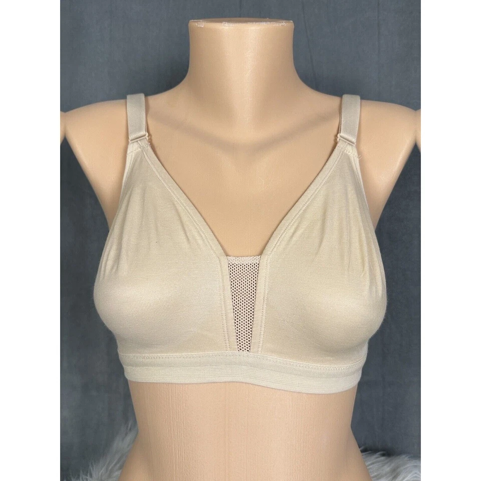 Vintage Lilyette Bra Size 34D Unlined Wireless Beige Style 847 Adjustable Strap - Image 2 of 4